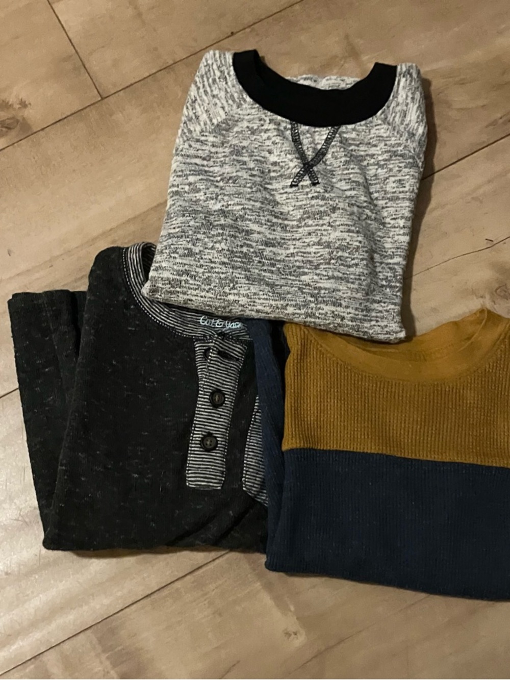 Cat & Jack Boys Long Sleeve Tees - Gray, Black, Navy & Mustard